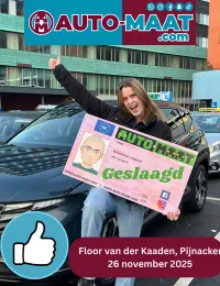 Floor van der Kaaden geslaagd bij Auto-Maat Rijschool